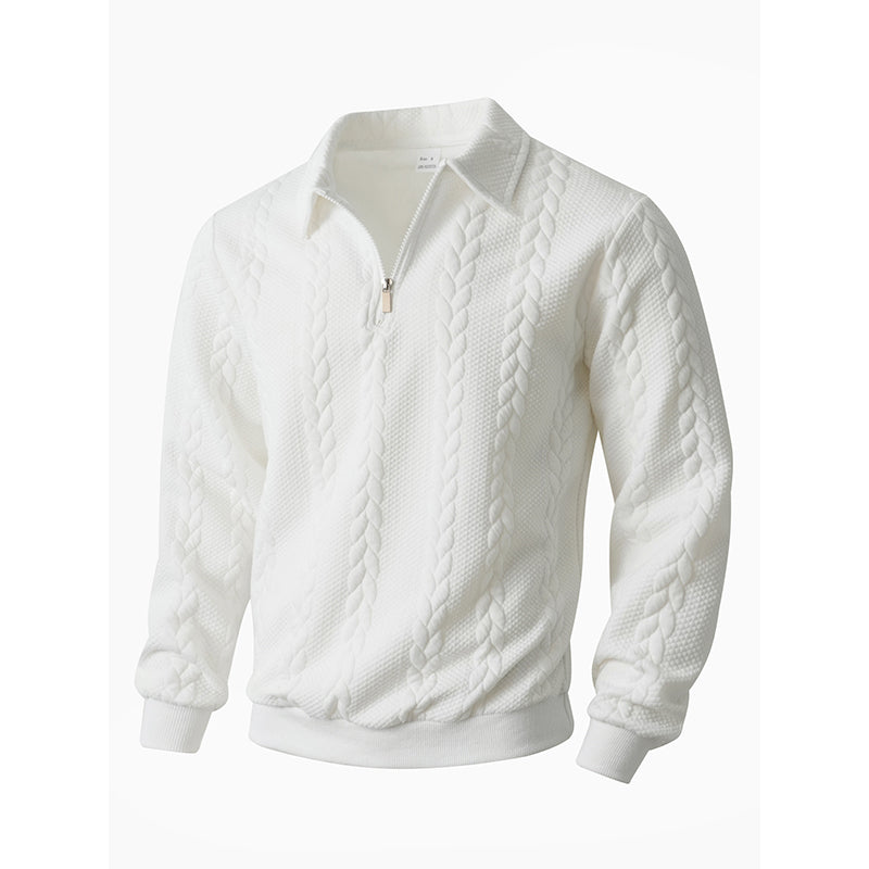 🔥Nyheter-Herrtröja med halv dragkedja i kabelstickad stil