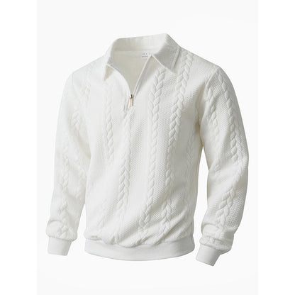 🔥Nyheter-Herrtröja med halv dragkedja i kabelstickad stil