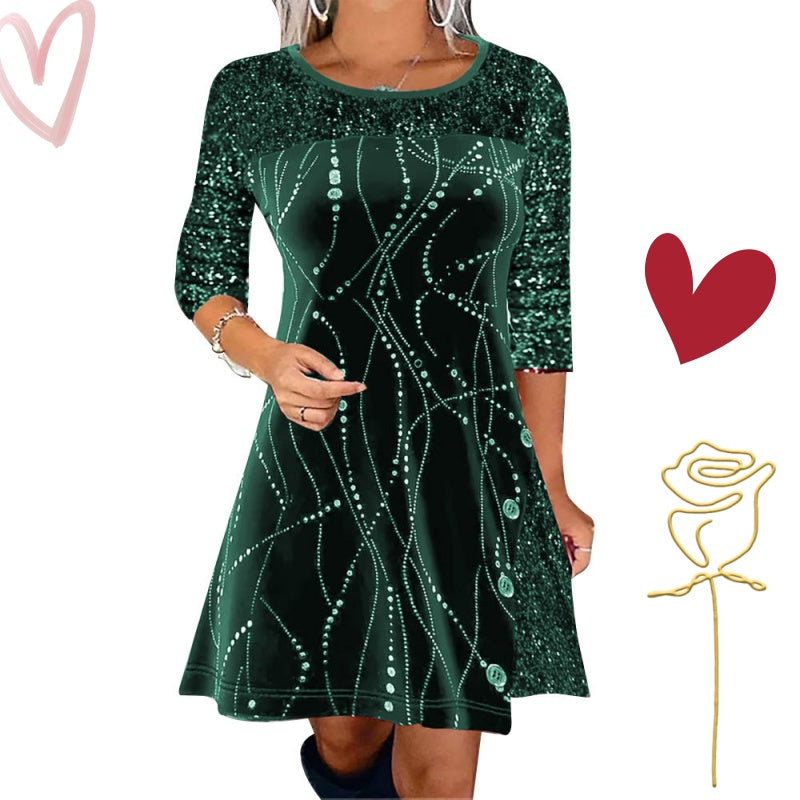 🔥Elegant A-linjeformad klänning med paljetter