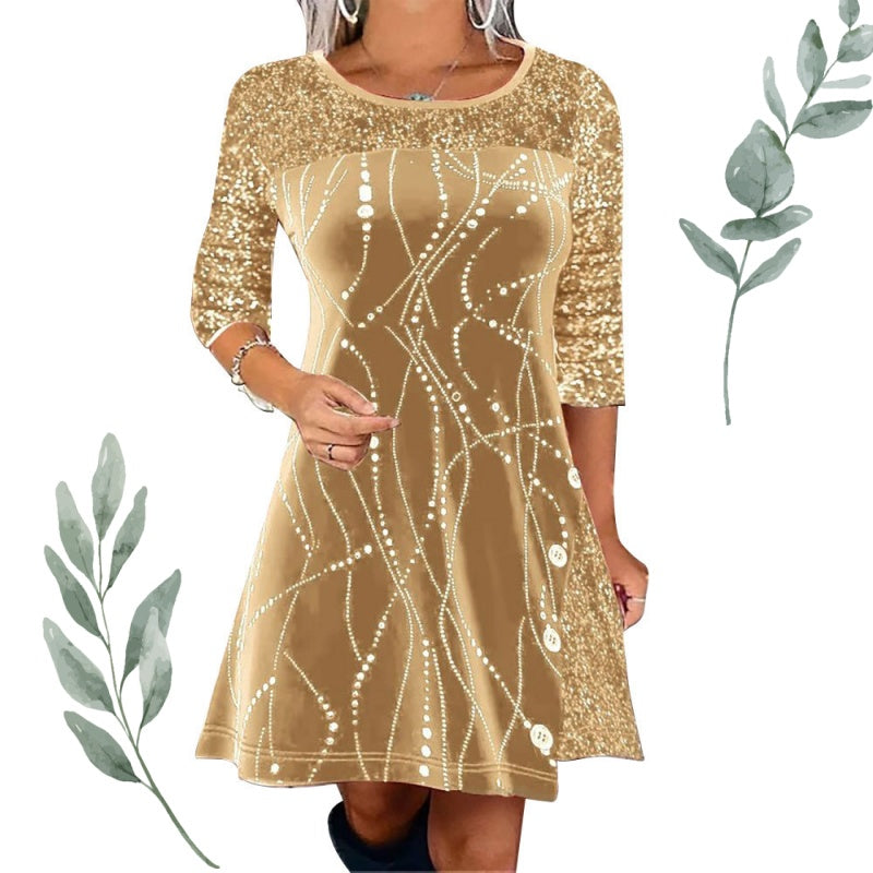 🔥Elegant A-linjeformad klänning med paljetter