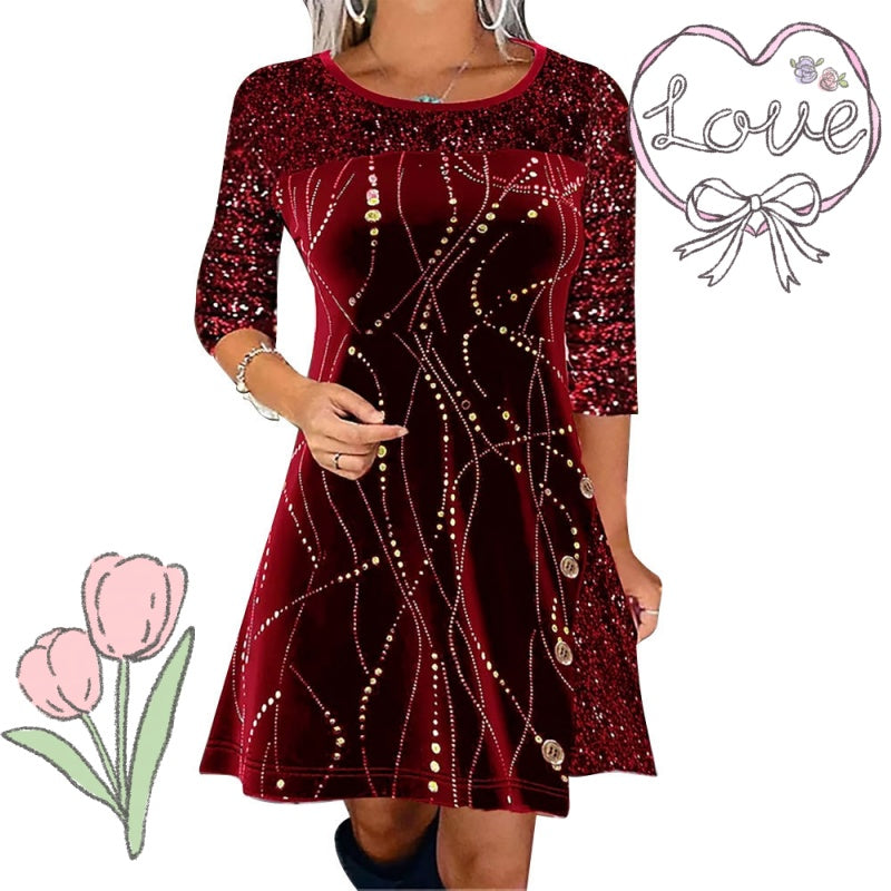 🔥Elegant A-linjeformad klänning med paljetter