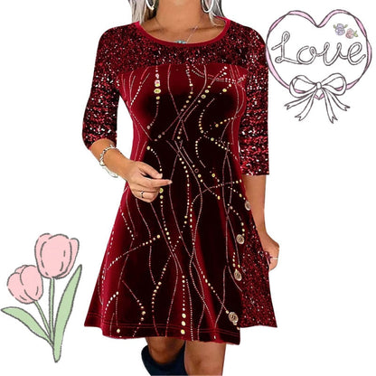 🔥Elegant A-linjeformad klänning med paljetter