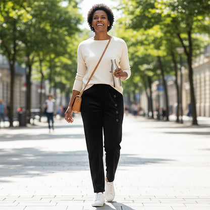 Högmidjade, fodrade, varma byxor för damer