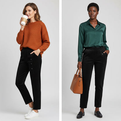 Högmidjade, fodrade, varma byxor för damer