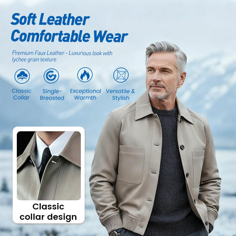 🔥Klassisk jacka i konstläder för herr