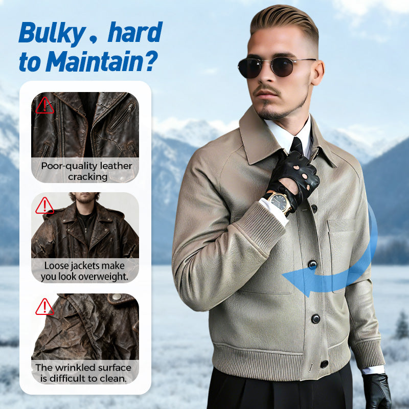 🔥Klassisk jacka i konstläder för herr