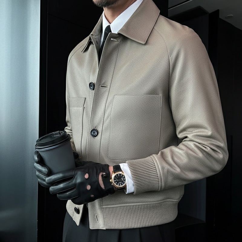 🔥Klassisk jacka i konstläder för herr