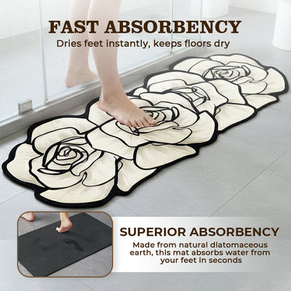 🔥Badrumsmatta med blommönster, snabbtorkande