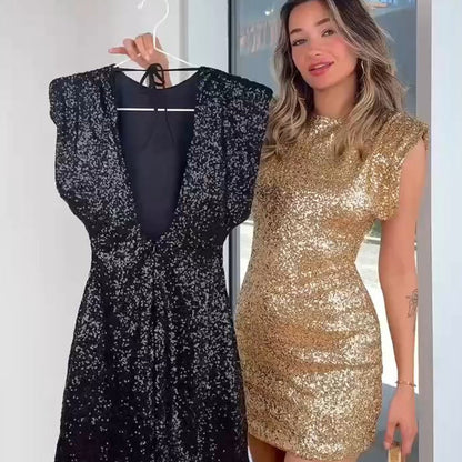 🔥Kvinnors ärmlösa glittrande paljettklänning