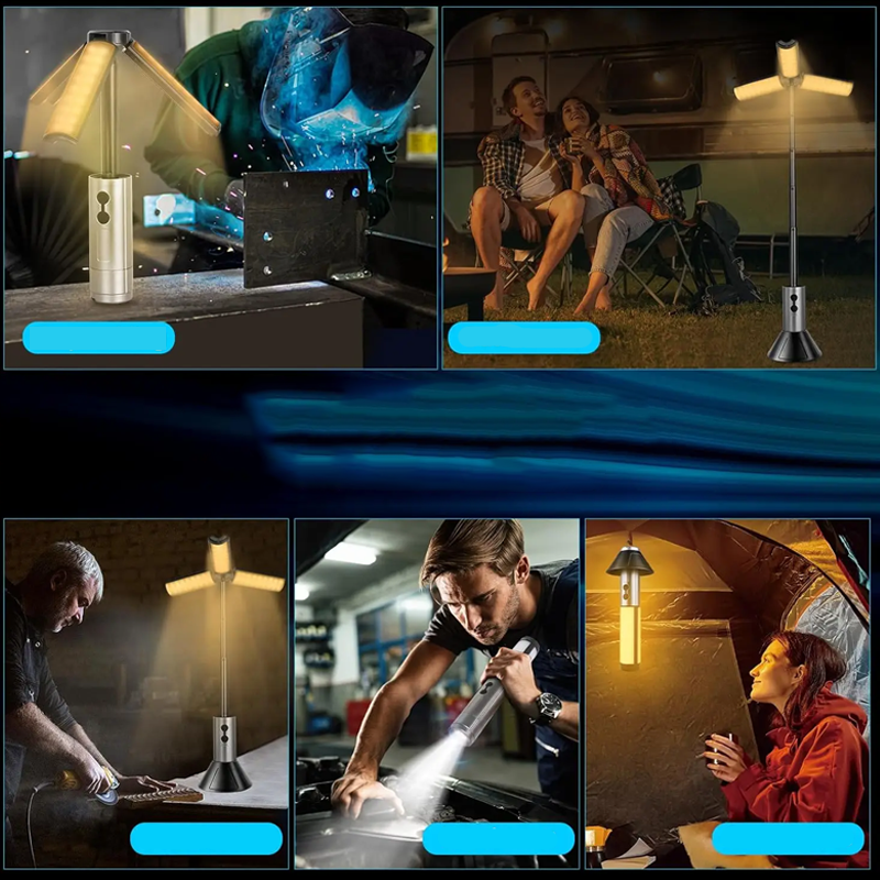 Bärbar hopfällbara LED-campinglampa