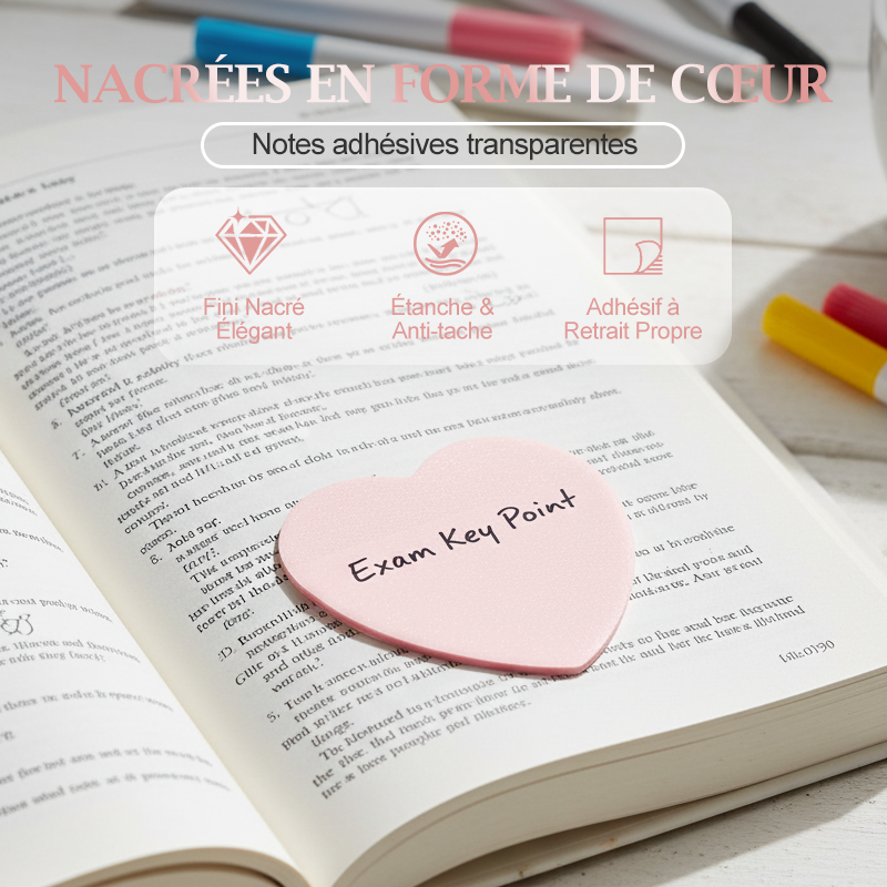 Transparent pearlescent sticky notes in the shape of a heart(Presentartiklar kan inte köpas separat)
