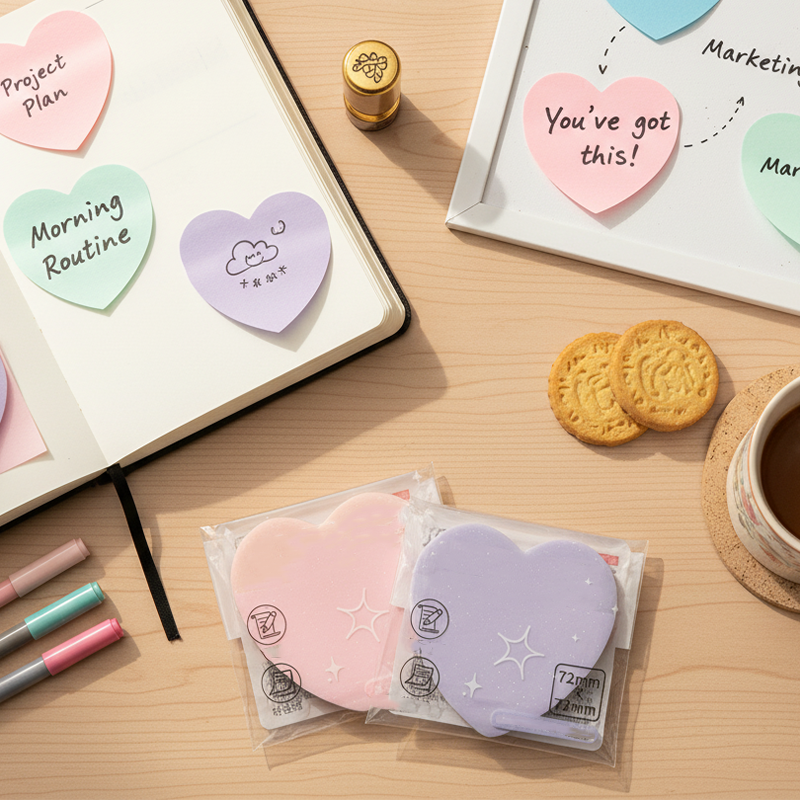 Transparent pearlescent sticky notes in the shape of a heart(Presentartiklar kan inte köpas separat)