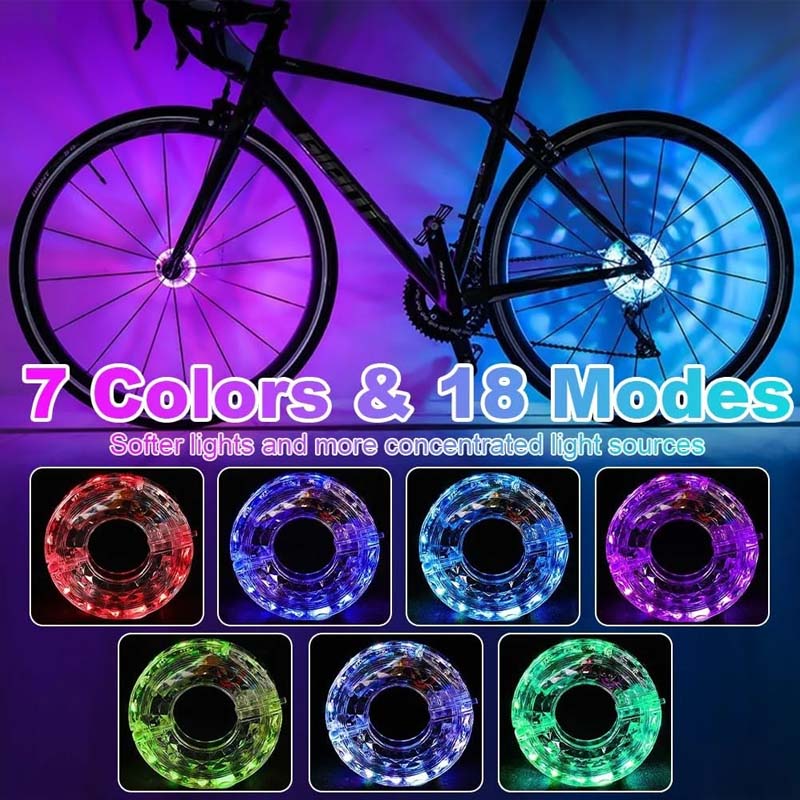 🚴 KÖP 3, FÅ 1 GRATIS! 💫 LED-cykelljus för Hjul – Vattentät, Lätt att Montera & 8 Färglägen 🌈