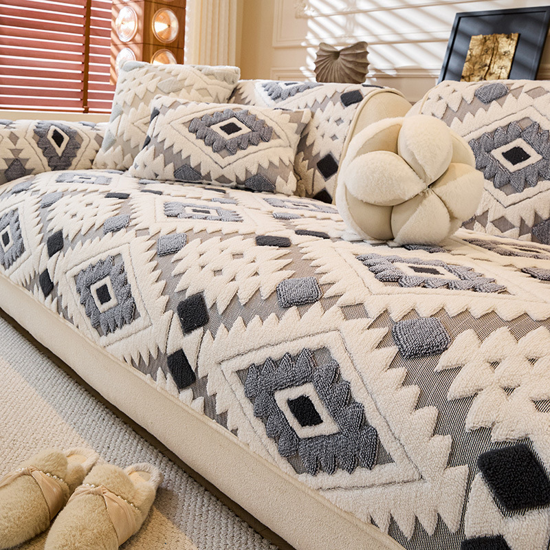 ⏳Begränsad tid 50 % Rabatt⏰Modernt geometriskt sofföverdrag i plysch🛋️