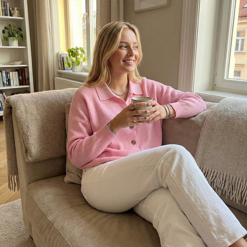 🔥Casual stickad skjorttröja för damer