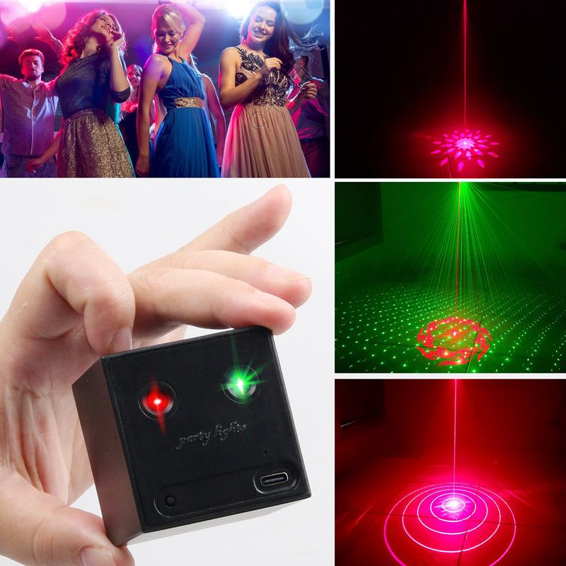 Uppladdningsbar och bärbar RGB-laserpartybelysning