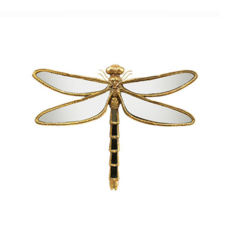 Vintage spegel med fjäril och slända som väggdekoration