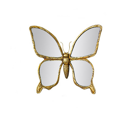 Vintage spegel med fjäril och slända som väggdekoration