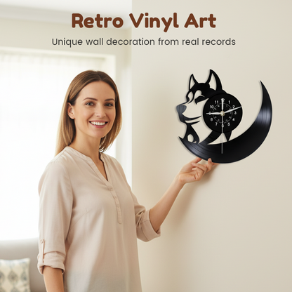 🔥Vintage djur vinyl väggklocka