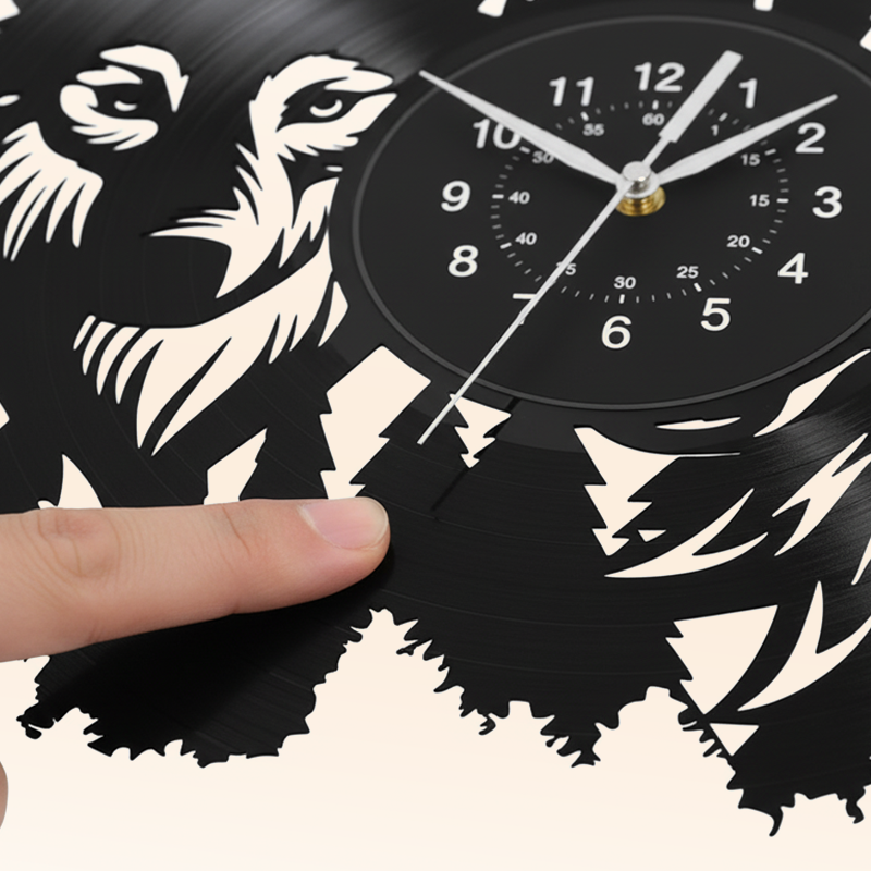 🔥Vintage djur vinyl väggklocka