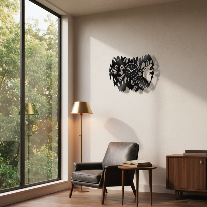 🔥Vintage djur vinyl väggklocka