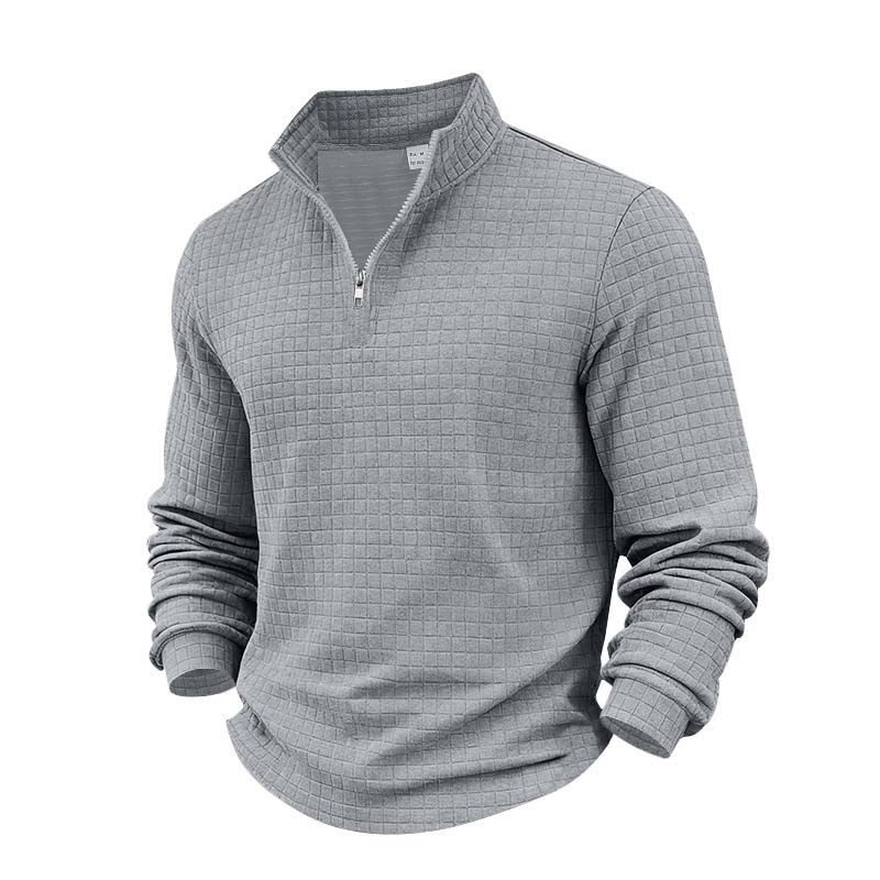 Jacquard-sweatshirt för herr med kvartslång dragkedja