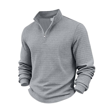 Jacquard-sweatshirt för herr med kvartslång dragkedja