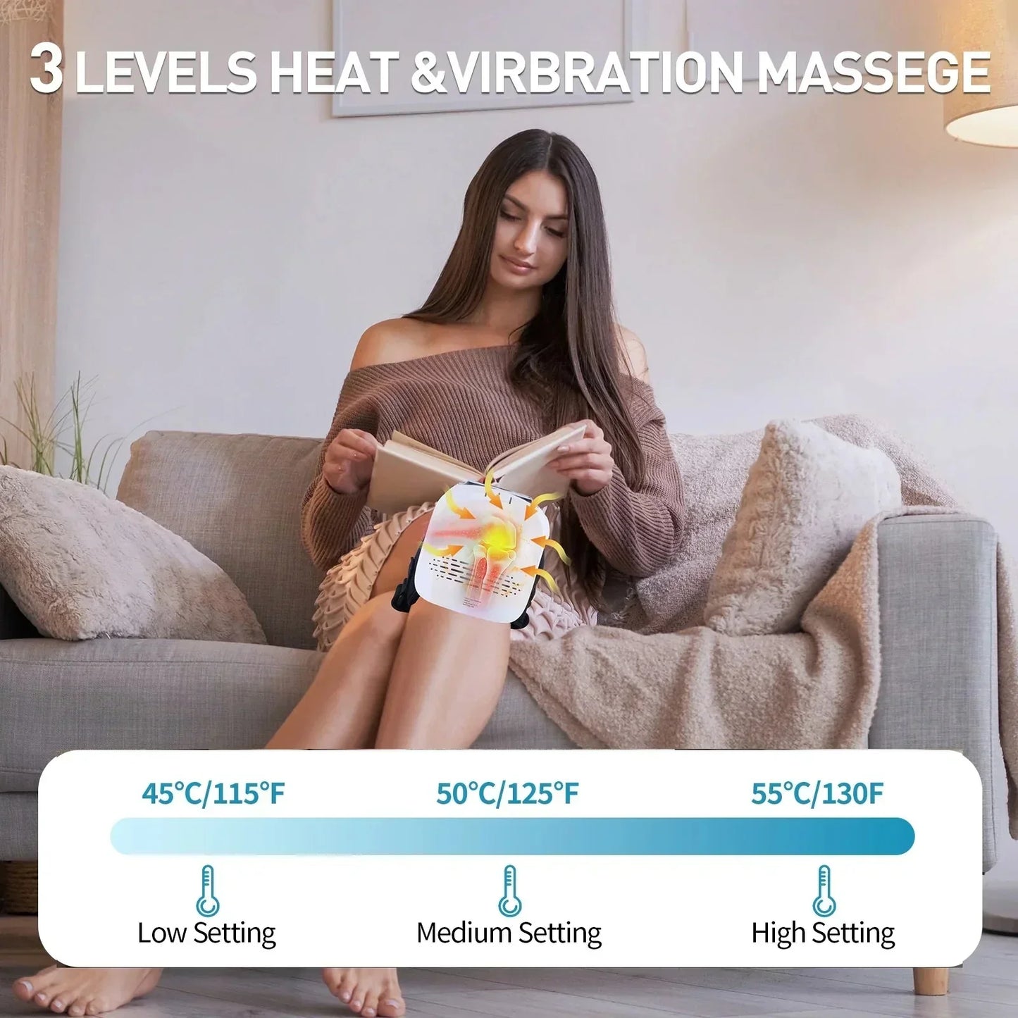 Komfortabel elektrisk knämassagerare Uppladdningsbar knämassagemaskin