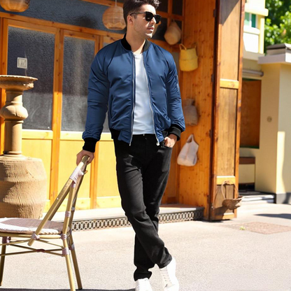 Klassisk bomberjacka med dragkedja för herr