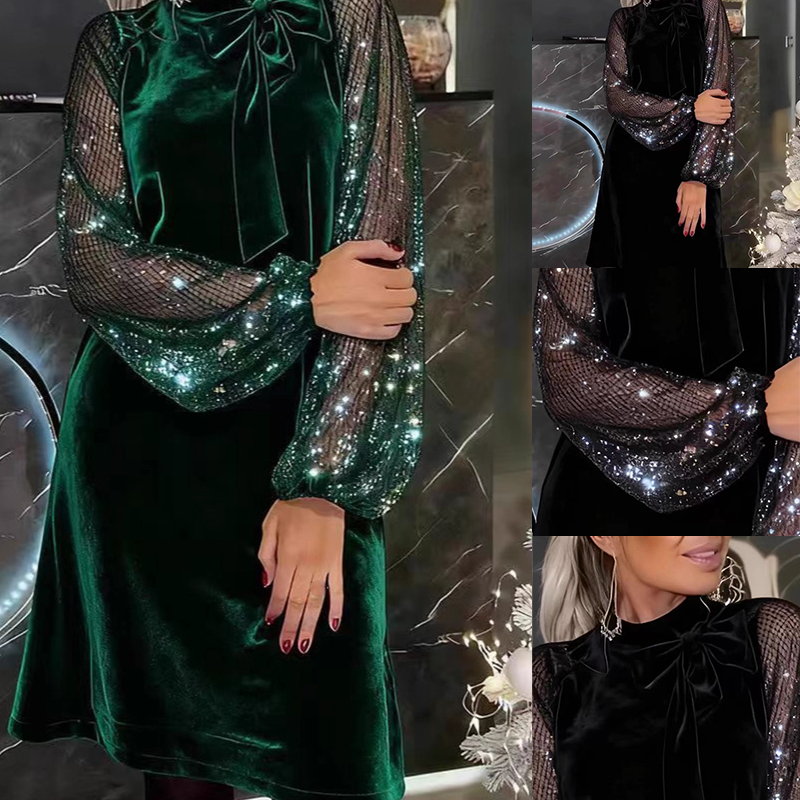 🔥Damklänning med paljettslips