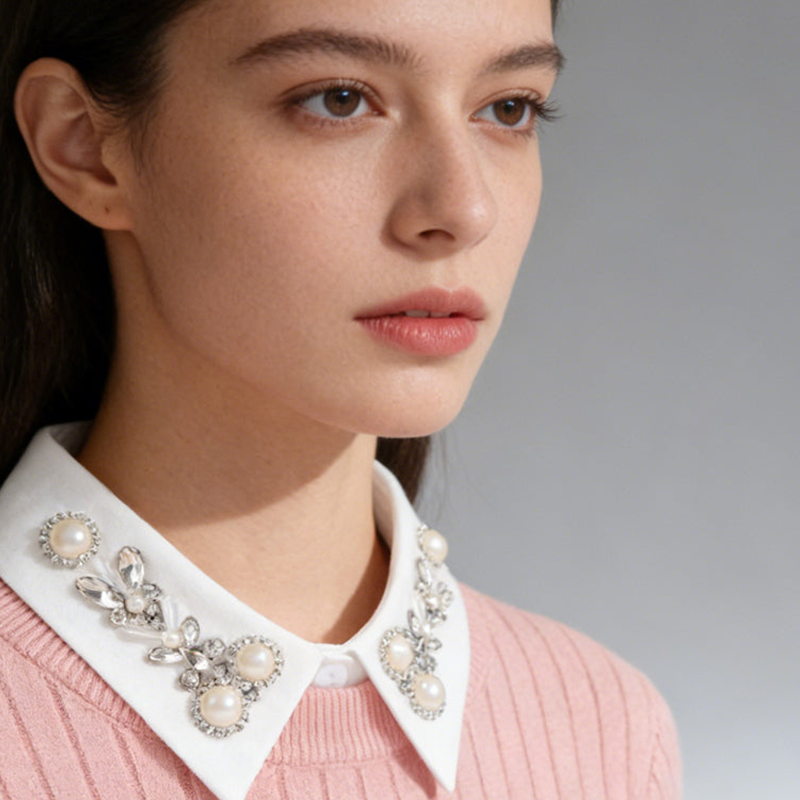 🔥Elegant krage med imiterade pärlor och strass