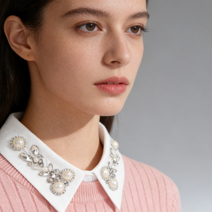 🔥Elegant krage med imiterade pärlor och strass