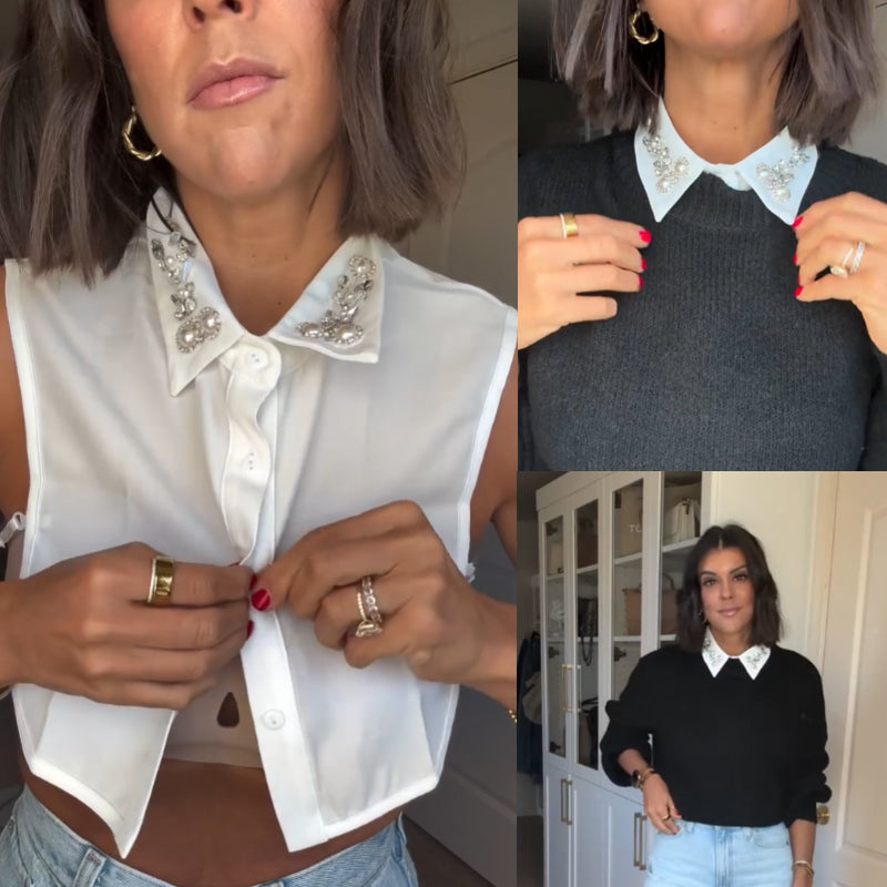 🔥Elegant krage med imiterade pärlor och strass