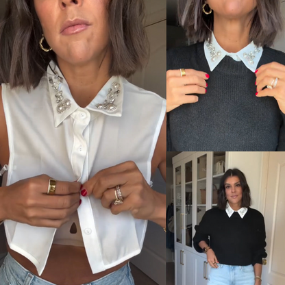 🔥Elegant krage med imiterade pärlor och strass