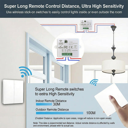 🛒 50% RABATT! 💡 Trådlös Ljusstängare – Batteridrivet, Enkel Installation & Modern Design 🏠🔧