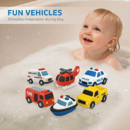 6 st mögelfria badleksaker i silikon för barn