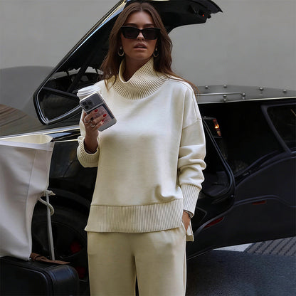 ✨Begränsad tid – 50% rabatt⏰Höghalsad tröja med dragkedja i sidan och byxor