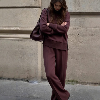 ✨Begränsad tid – 50% rabatt⏰Höghalsad tröja med dragkedja i sidan och byxor