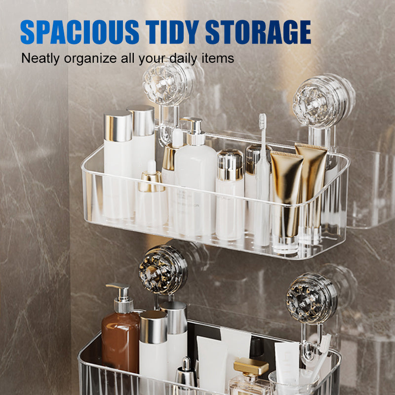Reusable No-Drill Suction Shower Shelf