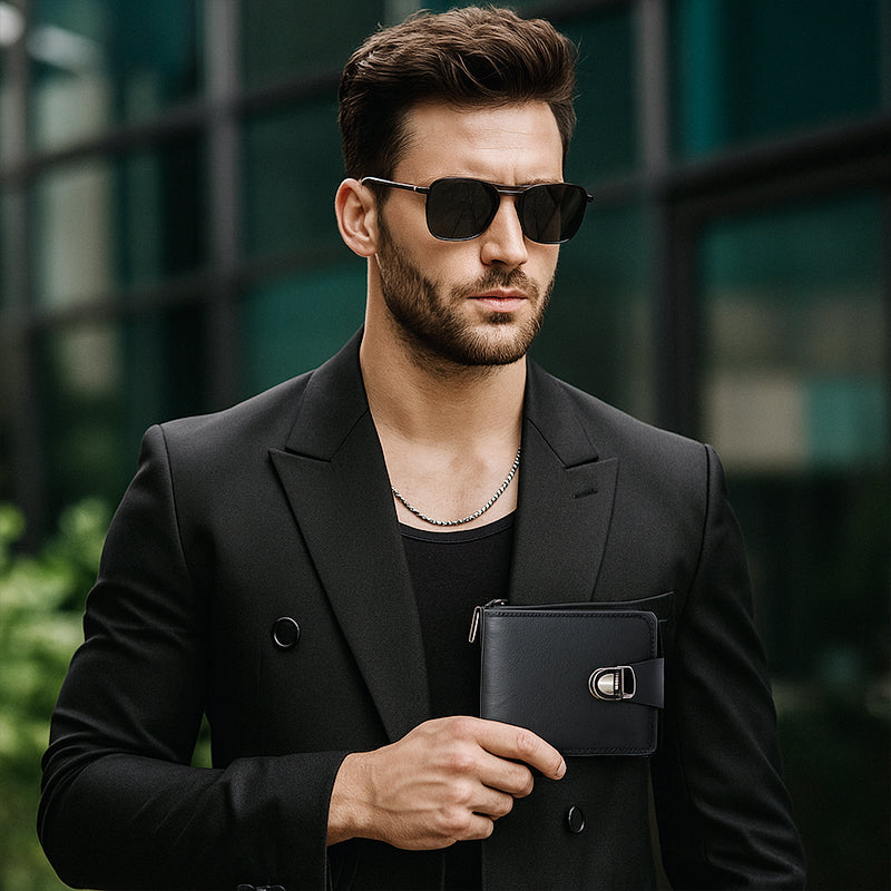 ✨Begränsad tid – 50% rabatt⏰Herrens vintage kompakta dragkedjepåse