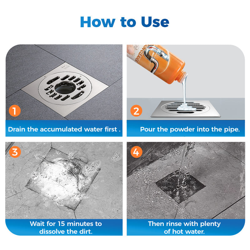 4-i-1 kraftfullt pulver för att rensa igensatta rör