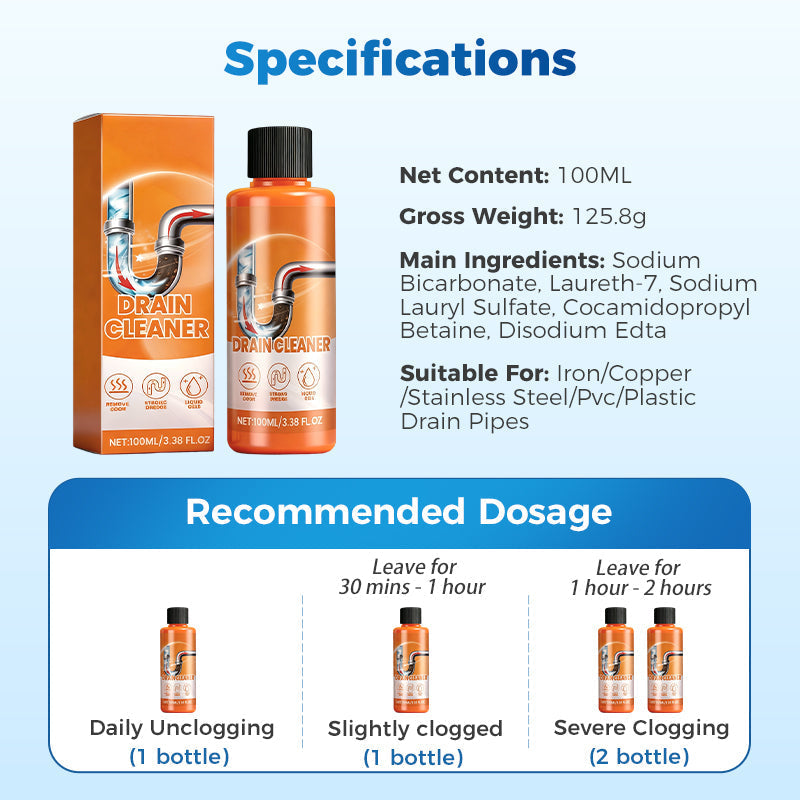 4-i-1 kraftfullt pulver för att rensa igensatta rör