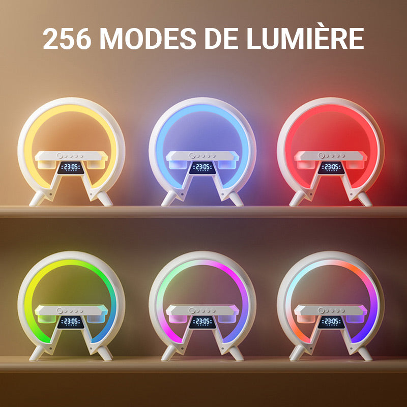 🔥Sista dagen 49% rabatt🔥Multifunktionell Bluetooth-högtalare - Färgat humörljus Trådlös laddning och klocka All-in-one maskin.