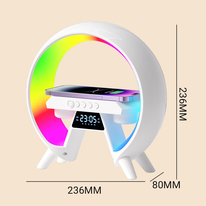 🔥Sista dagen 49% rabatt🔥Multifunktionell Bluetooth-högtalare - Färgat humörljus Trådlös laddning och klocka All-in-one maskin.