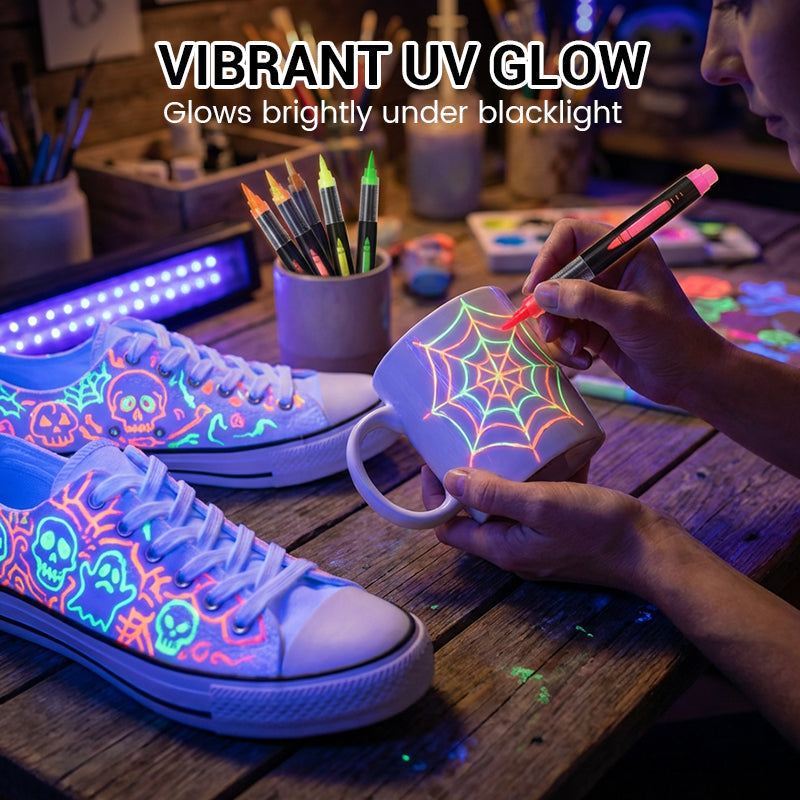 8-färgade UV-självlysande ansikts- och kroppsfärgspennor