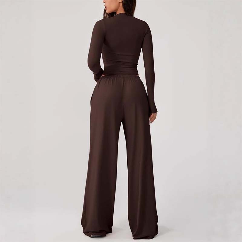 Casual kort topp och byxor med dragsko för damer