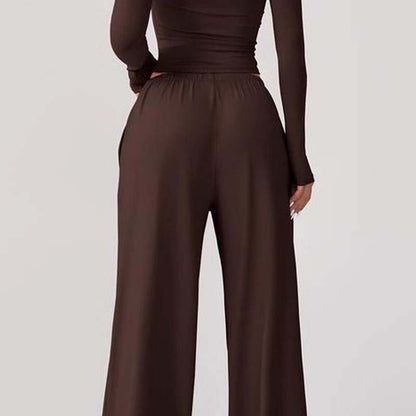 Casual kort topp och byxor med dragsko för damer