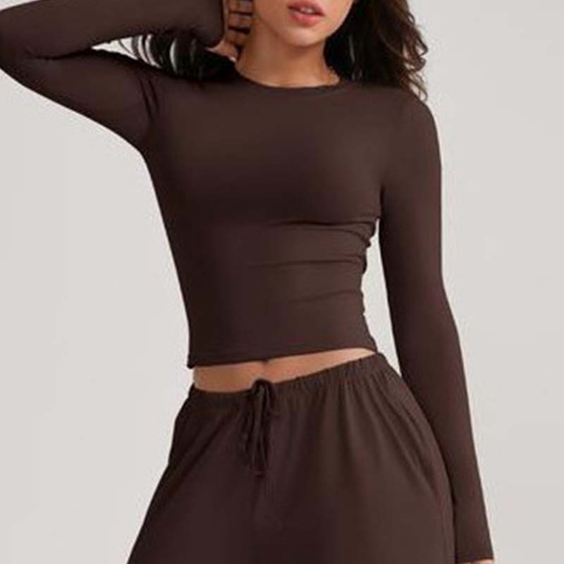 Casual kort topp och byxor med dragsko för damer