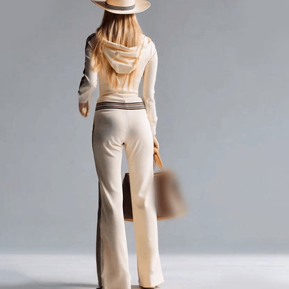 Huvtröja med V-ringning och dragkedja för damer