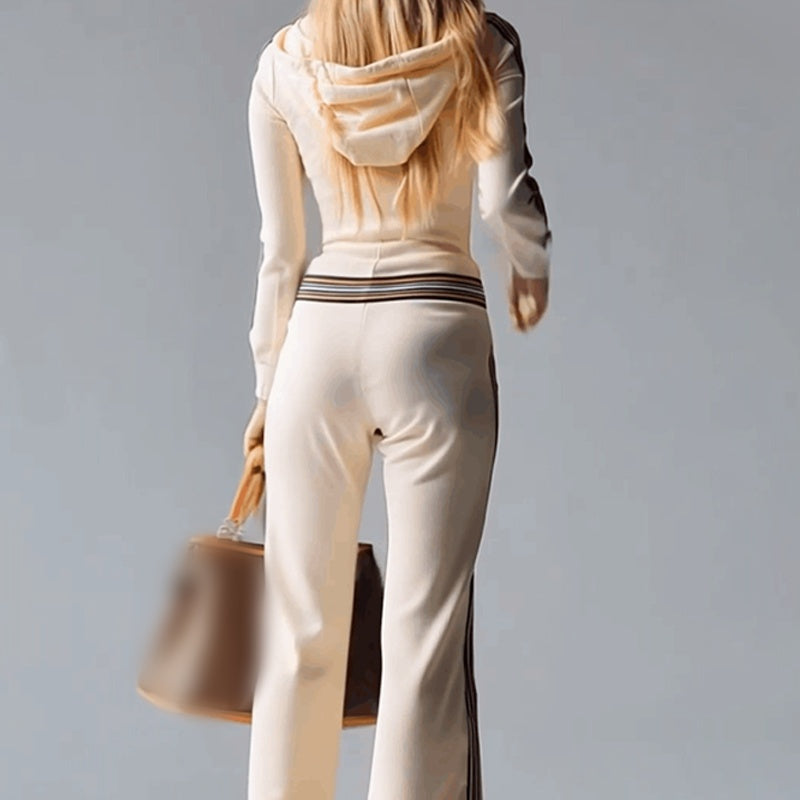 Huvtröja med V-ringning och dragkedja för damer